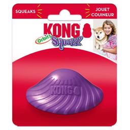 Kong Squeezz Orbitz Saucer Small Spinning Top för hunden med Piv